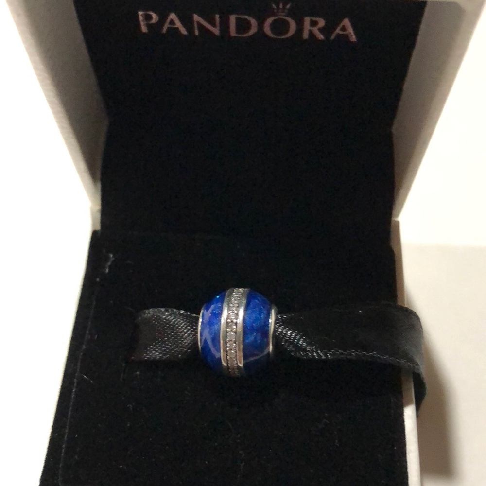 Authentic Pandor Orbit Charm midnight blue enamel